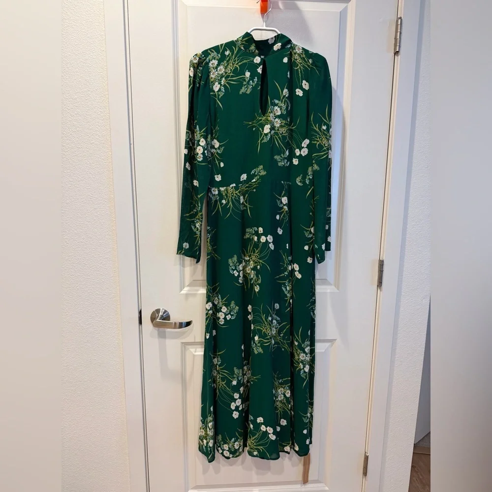 Reformation Castalia Green Floral Long Sleeve Maxi Dress - Picture 2 of 4